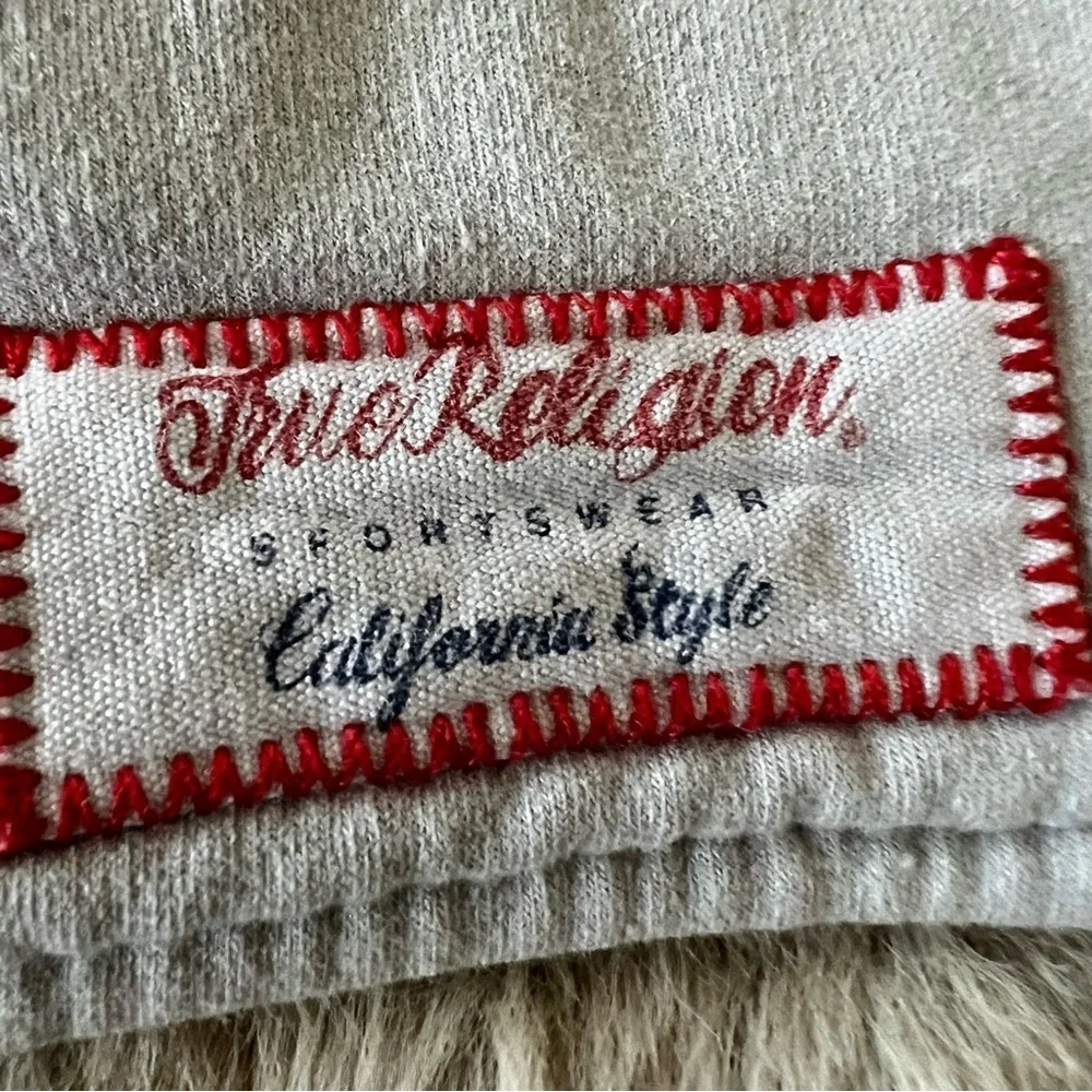 True Religion Girls Light Gray Biker Moto Style Hoodie Jacket SZ XL